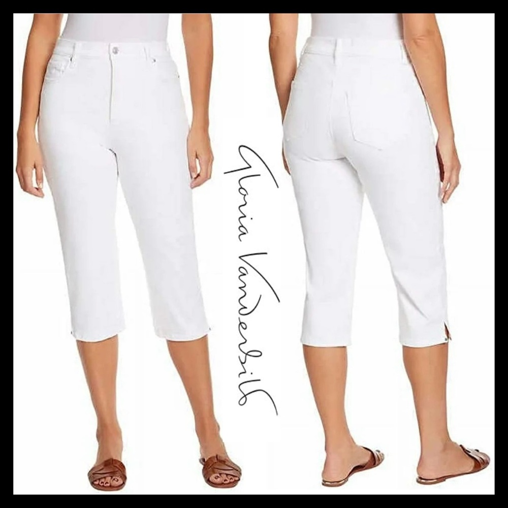 Gloria Vanderbilt Women’s Classic High Rise Amanda Capri White Jeans Size (12)